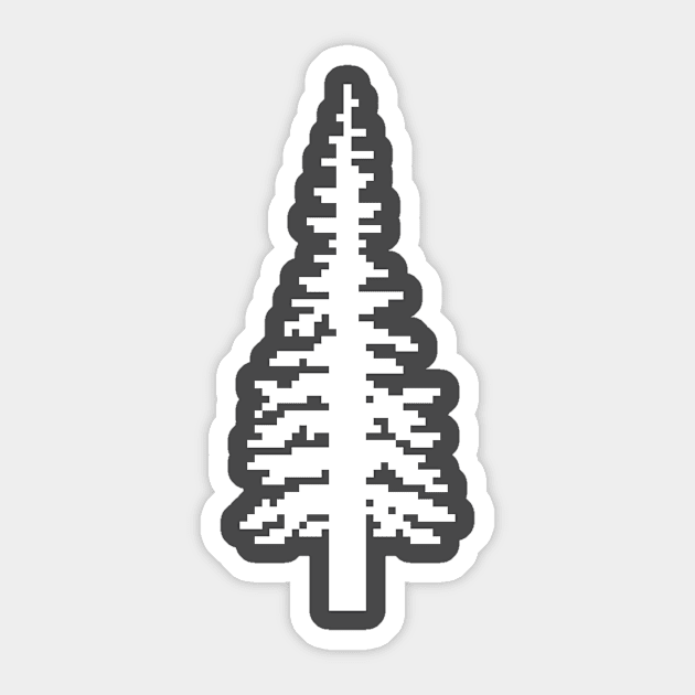 Retro Pixel Tree - White Version Sticker by SommersethArt